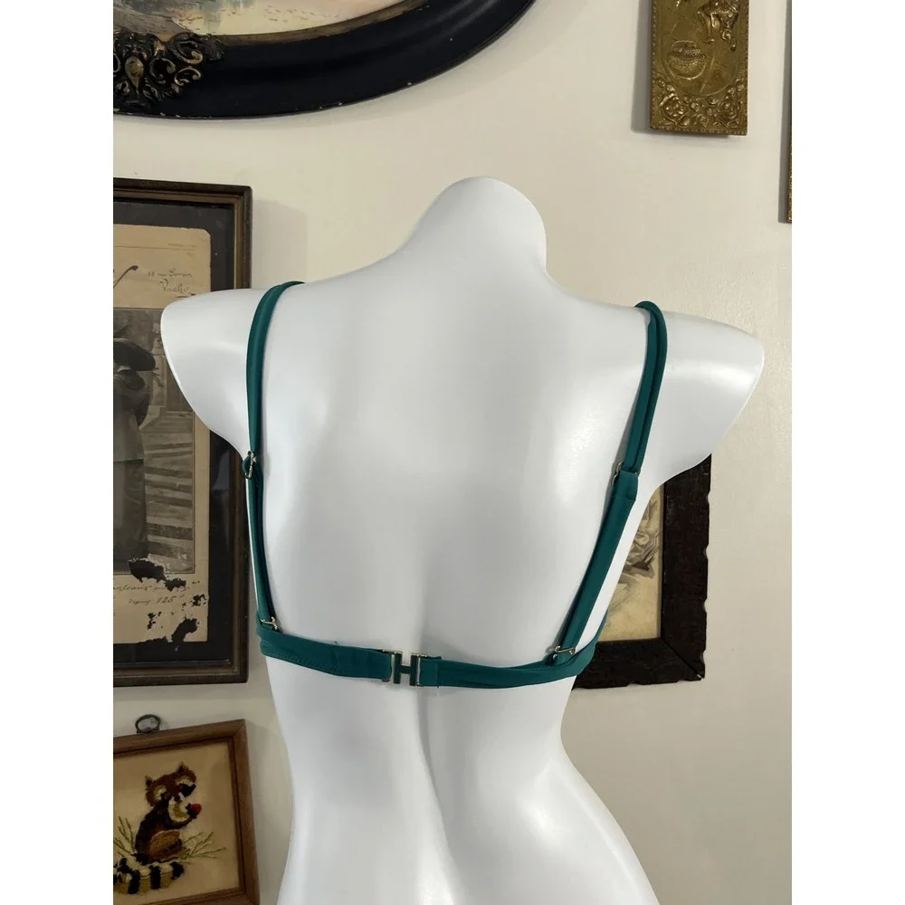 Heidi Klum Swim Navy Blue Teal Green Contrast Bikini Top US 8 UK M H582-0009S